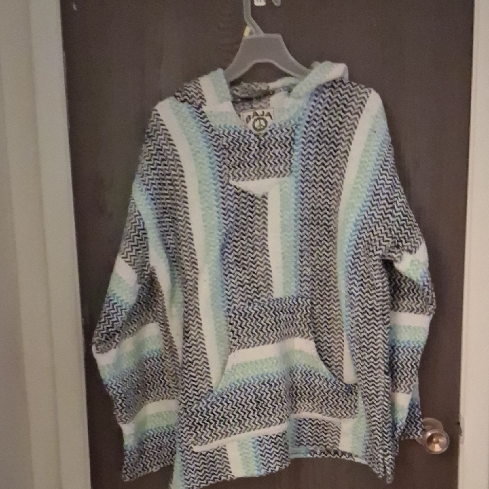 Black and White Cowl Neck Sweater with Turtleneck Design